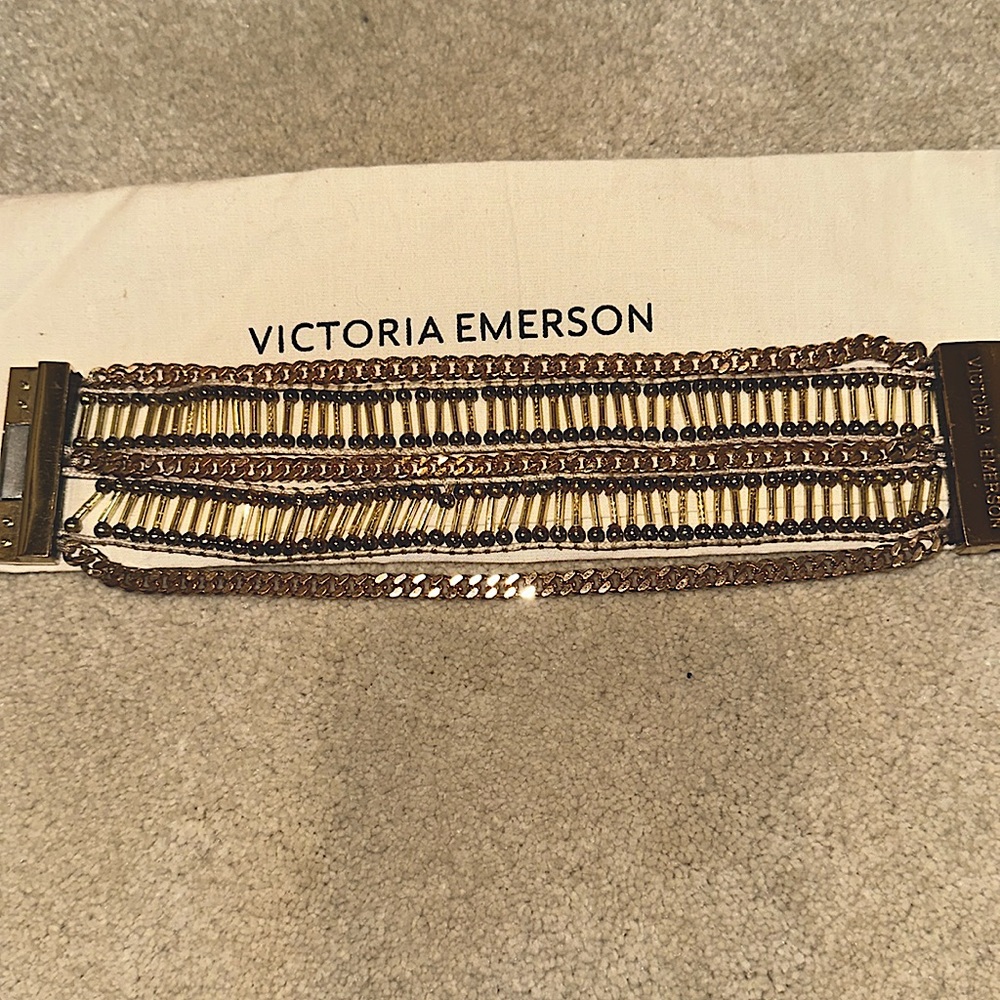 Victoria Emerson gold and rose gold chain bracelet.  Magnetic closure.